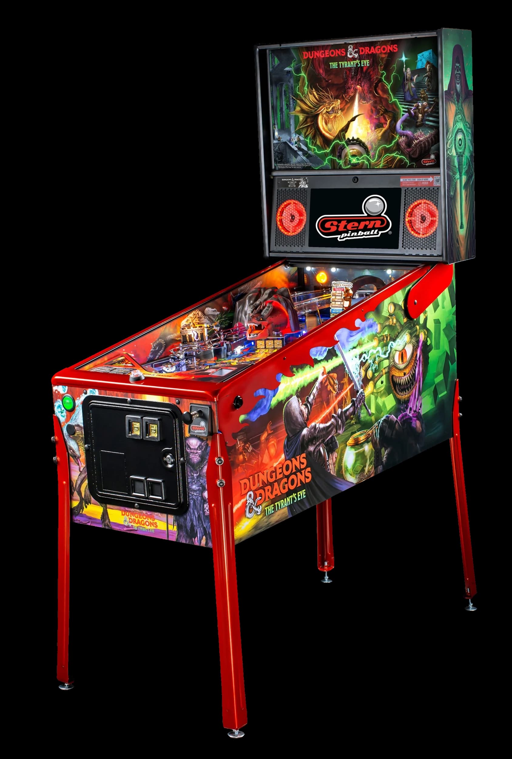 Left facing photo of the DUNGEONS & DRAGONS: The Tyrant’s Eye Pinball Machine by Stern Pinball