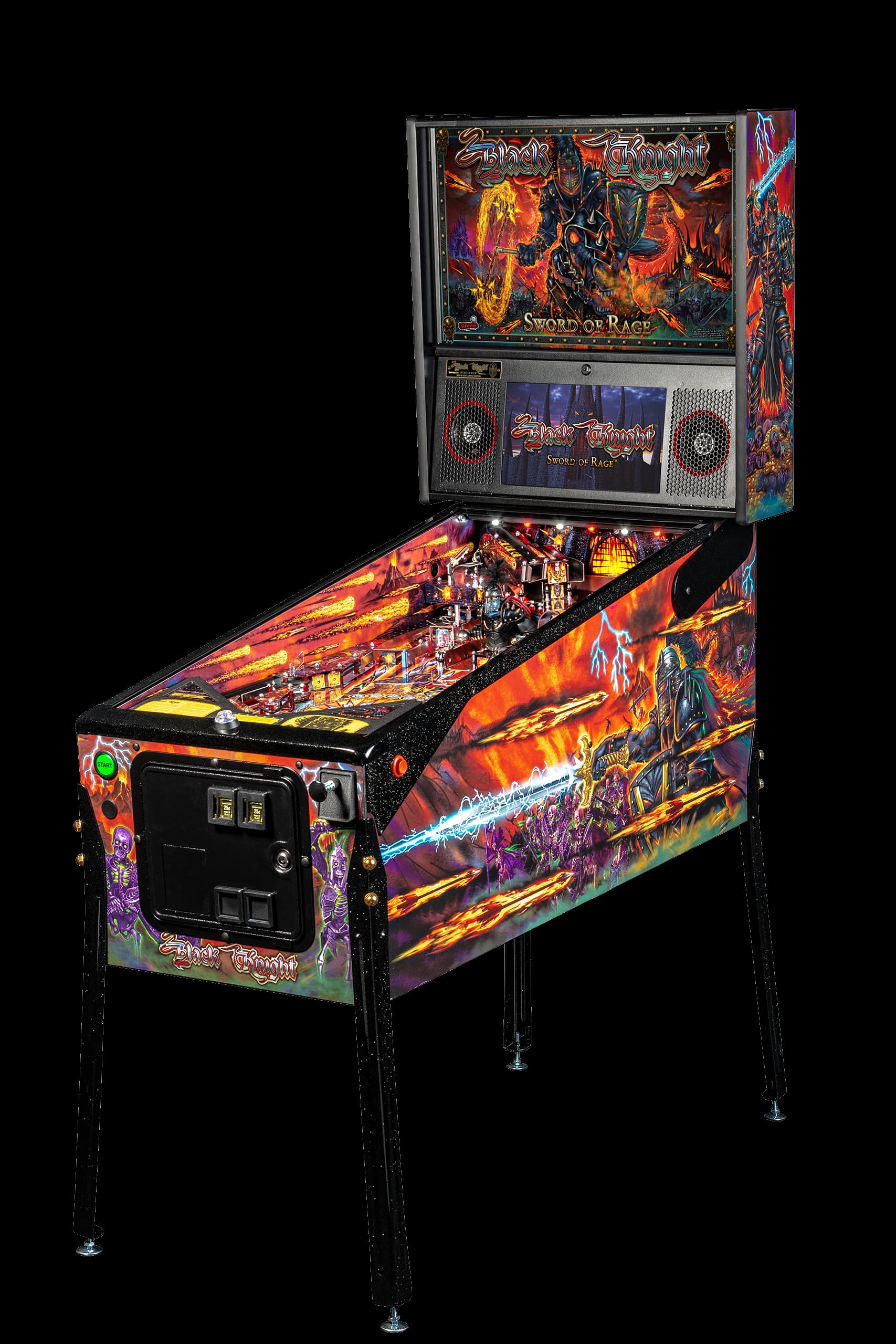 Left facing photo of the Black Knight: Sword of Rage Pinball Machine by Stern Pinball