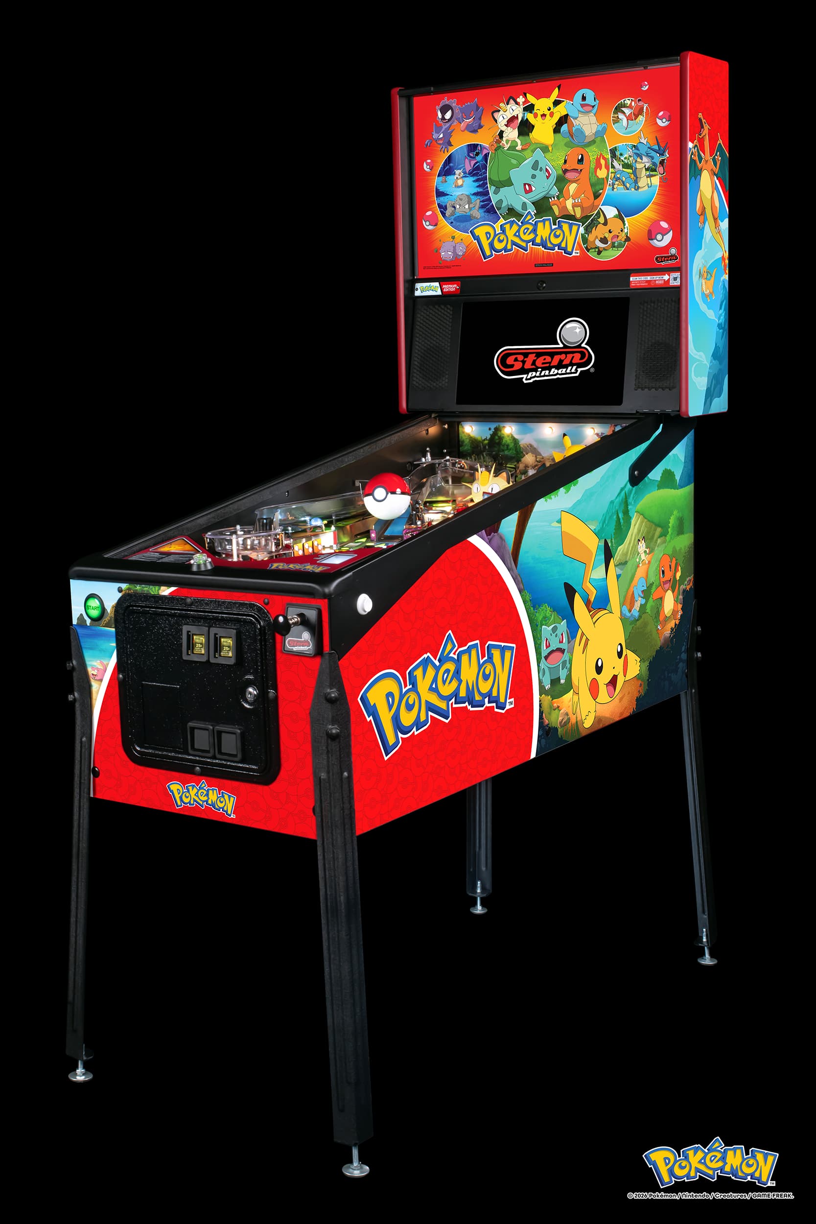 Left Facing Cabinet of the Premium Pokemon Pinball machine by Stern Pro