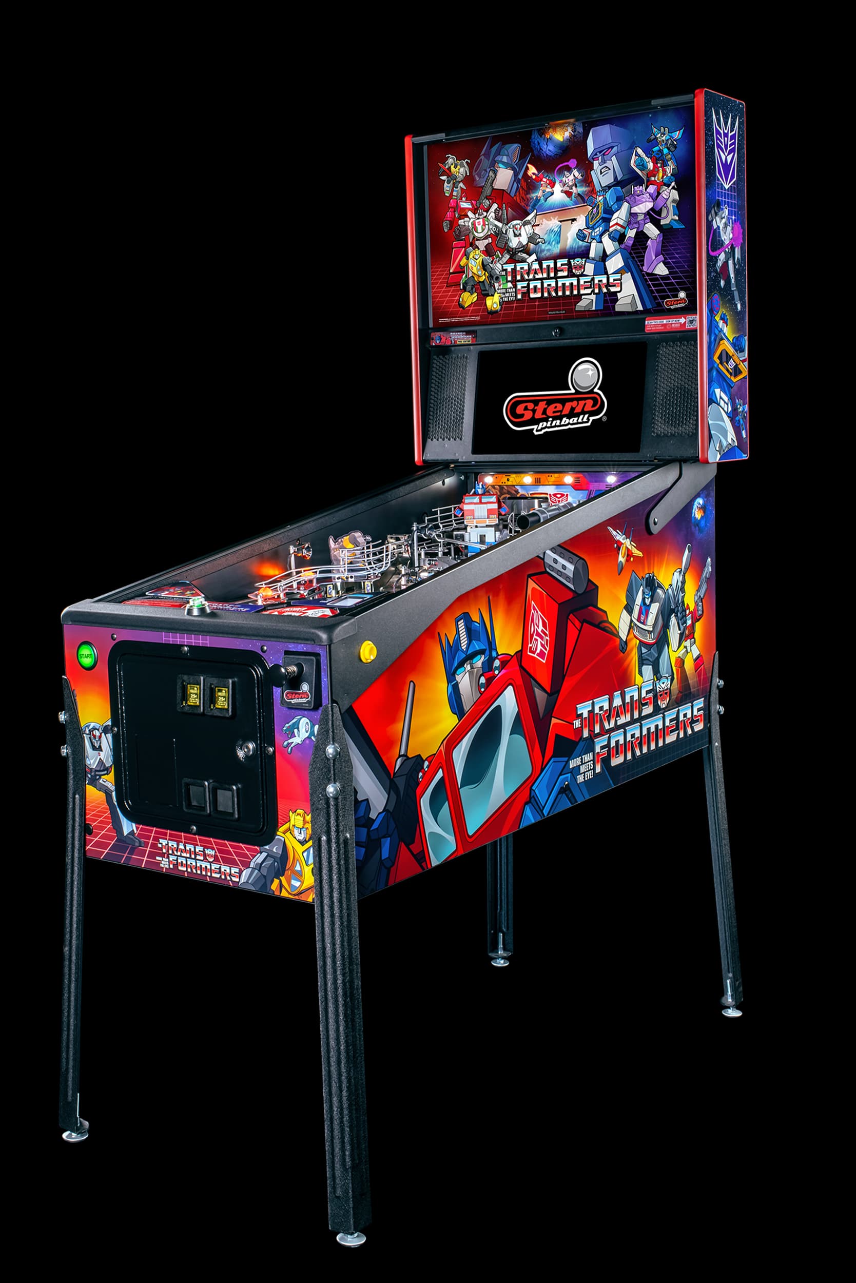 Left Facing Cabinet of the Transformers pinball machine by Stern Pinball