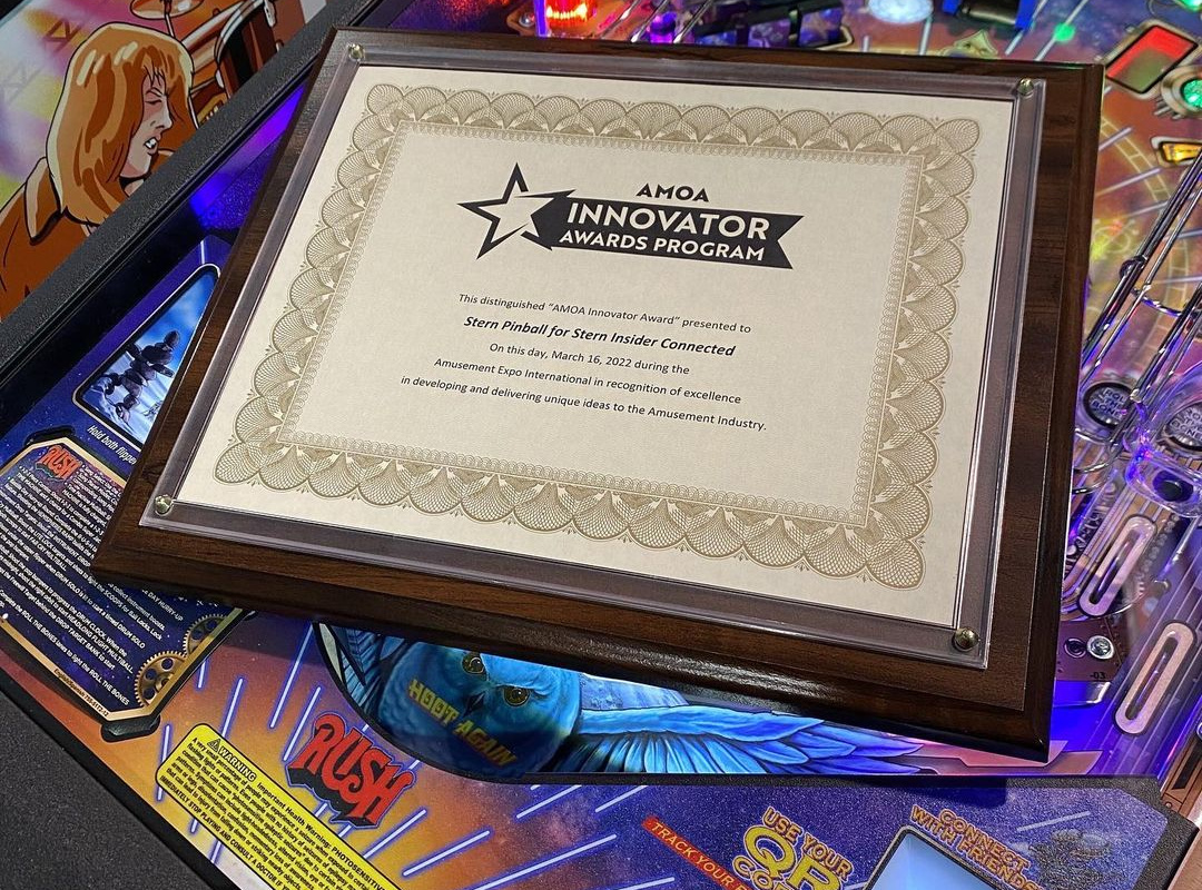 Insider Connected™ from Stern Pinball Earns AMOA Innovator Award